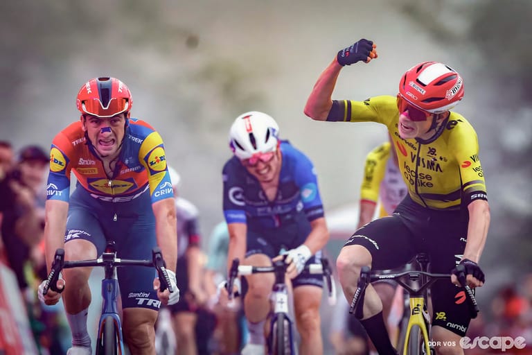 Vingegaard takes early Vuelta lead in mountaintop photo finish of crash-marred stage 2